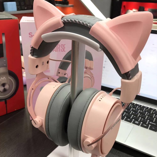 全新西伯利亚海外 soulsens头戴式有线语音带麦单线粉灰拼色耳机